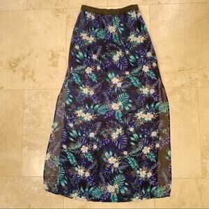 H&M m slit chiffon tropical flow skirt maxi 4